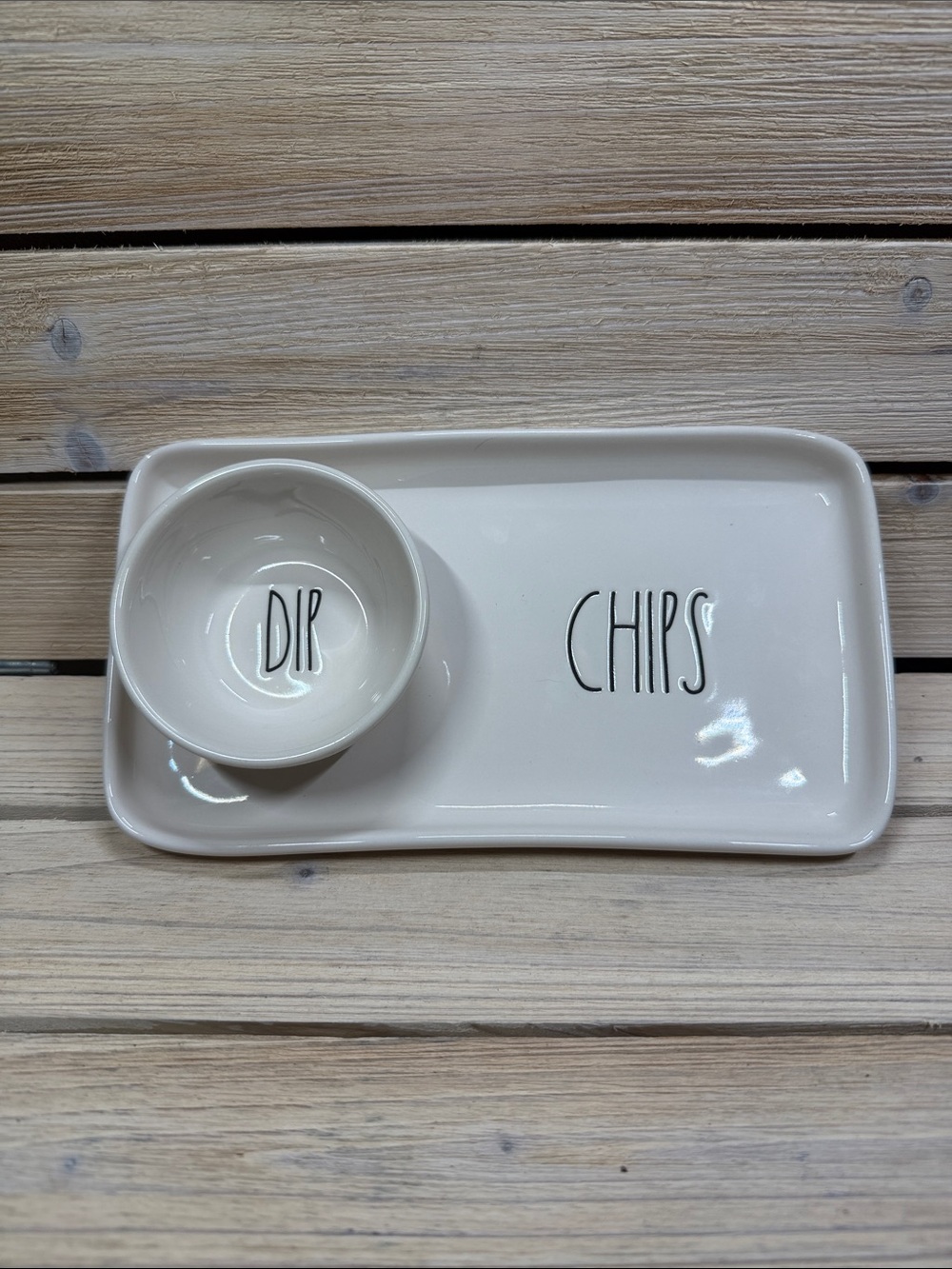 Rae Dunn Chips & Dip Platter and Bowl 9”